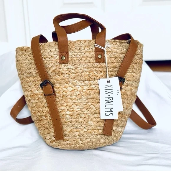 XIX Palms The Shore Break Picnic Cooler Backpack Straw Bag NWT Beachly The Shore Break Picnic Cooler Bag Straw Backpack XIX  main image 4
